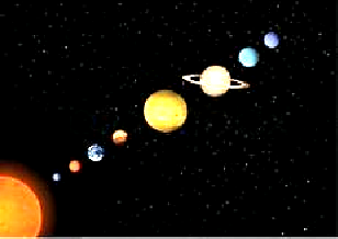 Sun and planets in space