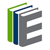 SimplyE logo- a horizontal row of books with the Capital "E" on the visible cover of the last book.