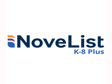 NoveList K-8 Plus logo with stacked multicolored elipse shape
