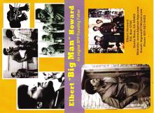 A collection of black and white images of a man named Elbert "Big Man" Howard on a yellow background