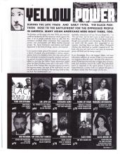 Scanned black and white image of the cover of a magazine called "Yellow Power." Below paragraphs of text, pictures of a number of prominent activists are shown