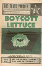 Scanned image of the Black Panther Party newspaper with the headline "Boycott Lettuce"