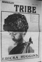 Front page of an alternative newspaper called Berkeley Tribe with a picture of a young Black woman, Ericka Huggins, looking thoughtfully down