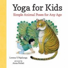 boy doing yoga next to a tiger