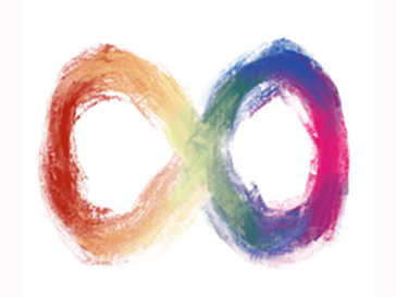 Sideways figure 8 in handbrushed rainbow colors