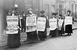 19th centrury period photograph of women organizing for women's suffrage