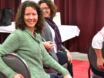 Chair yoga at the Knitters' Spa CC K-W Knitters Guild https://www.flickr.com/photos/kwkg/15051705367/in/photolist-oW4VBv-9k81wh-