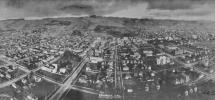 Panoramic black and white photo of Berkeley